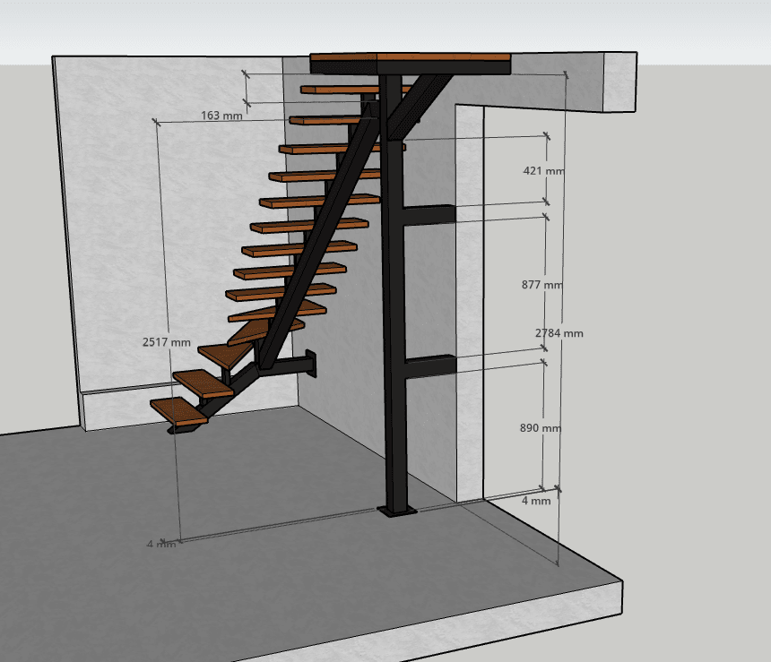 Escalera metálica de eje central