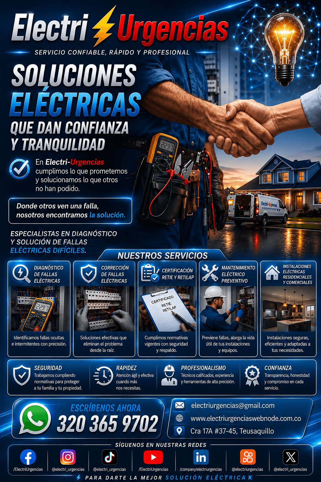 Electricista, reparaciones, instalaciones, apagones, emergencias